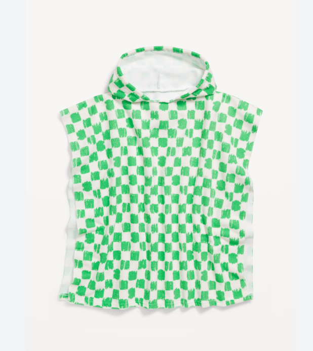 Baby Hooded Swim Poncho Cover Up- Checkered Green