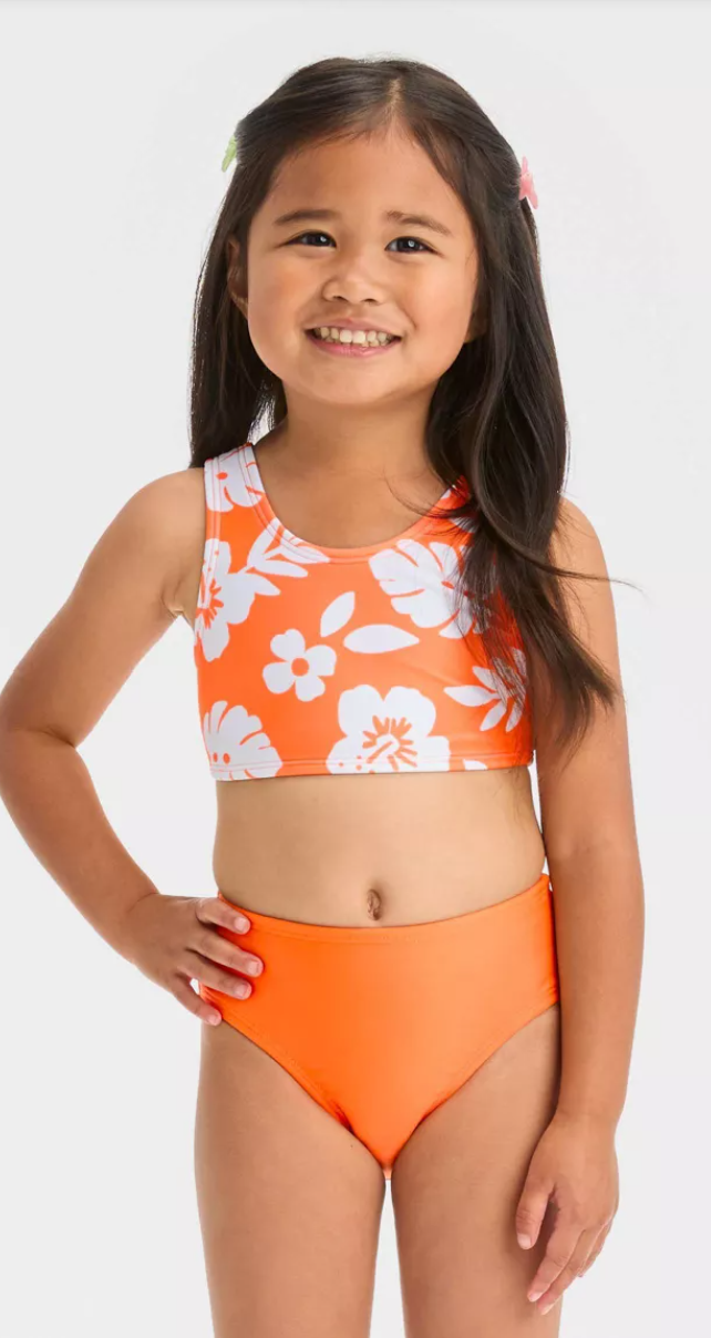 Toddler Girls' Bikini Set - Cat & Jack- Floral Orange