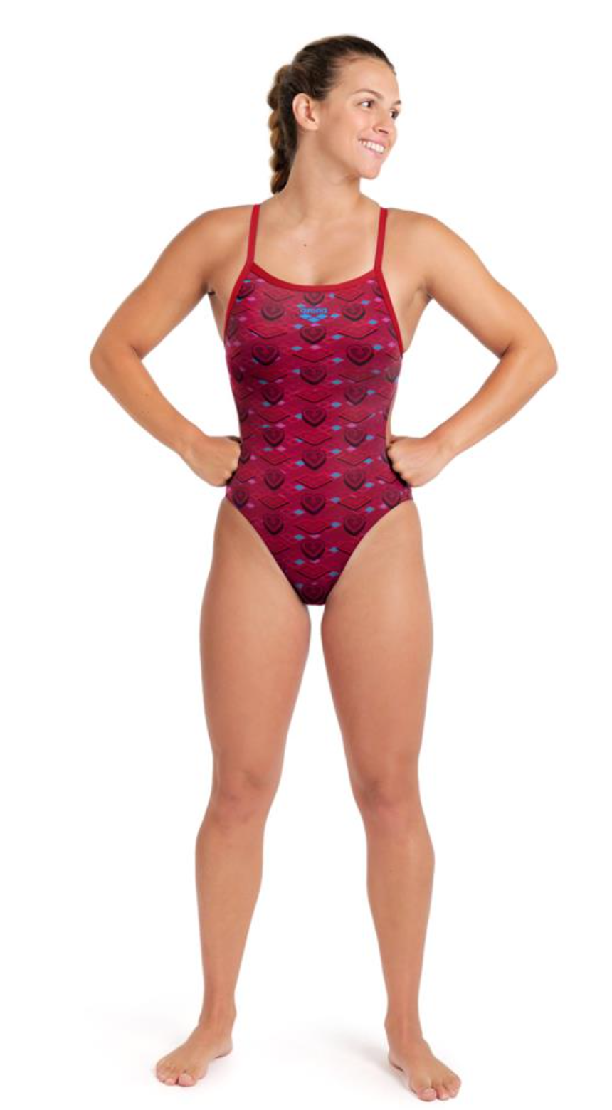 Arena- Women's Pom Challenge Back One Piece- Happy Valentines