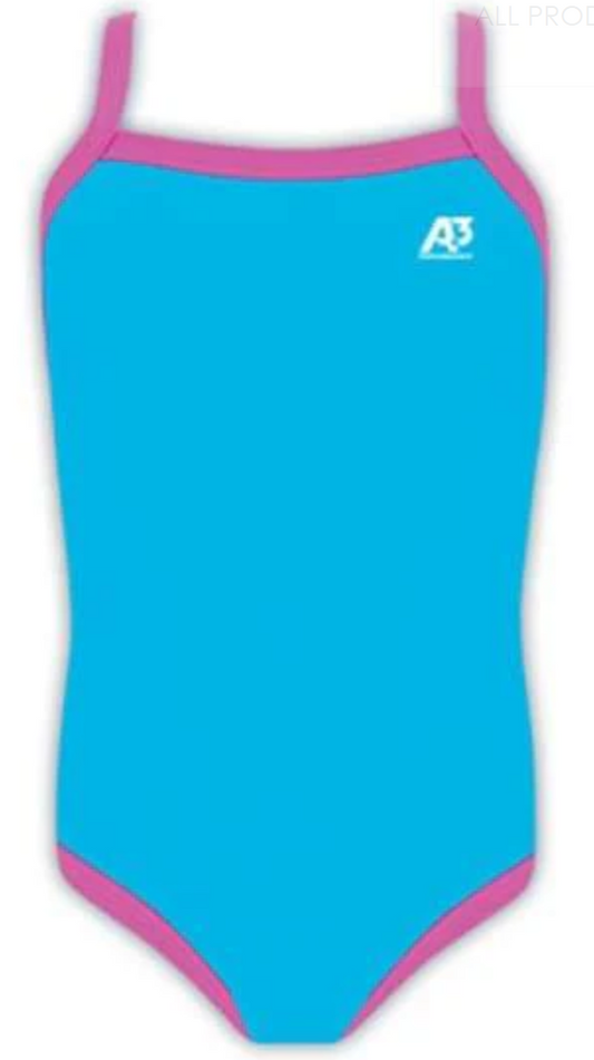 A3 Performance Girls Swimsuit Lycra- Blue/Pink