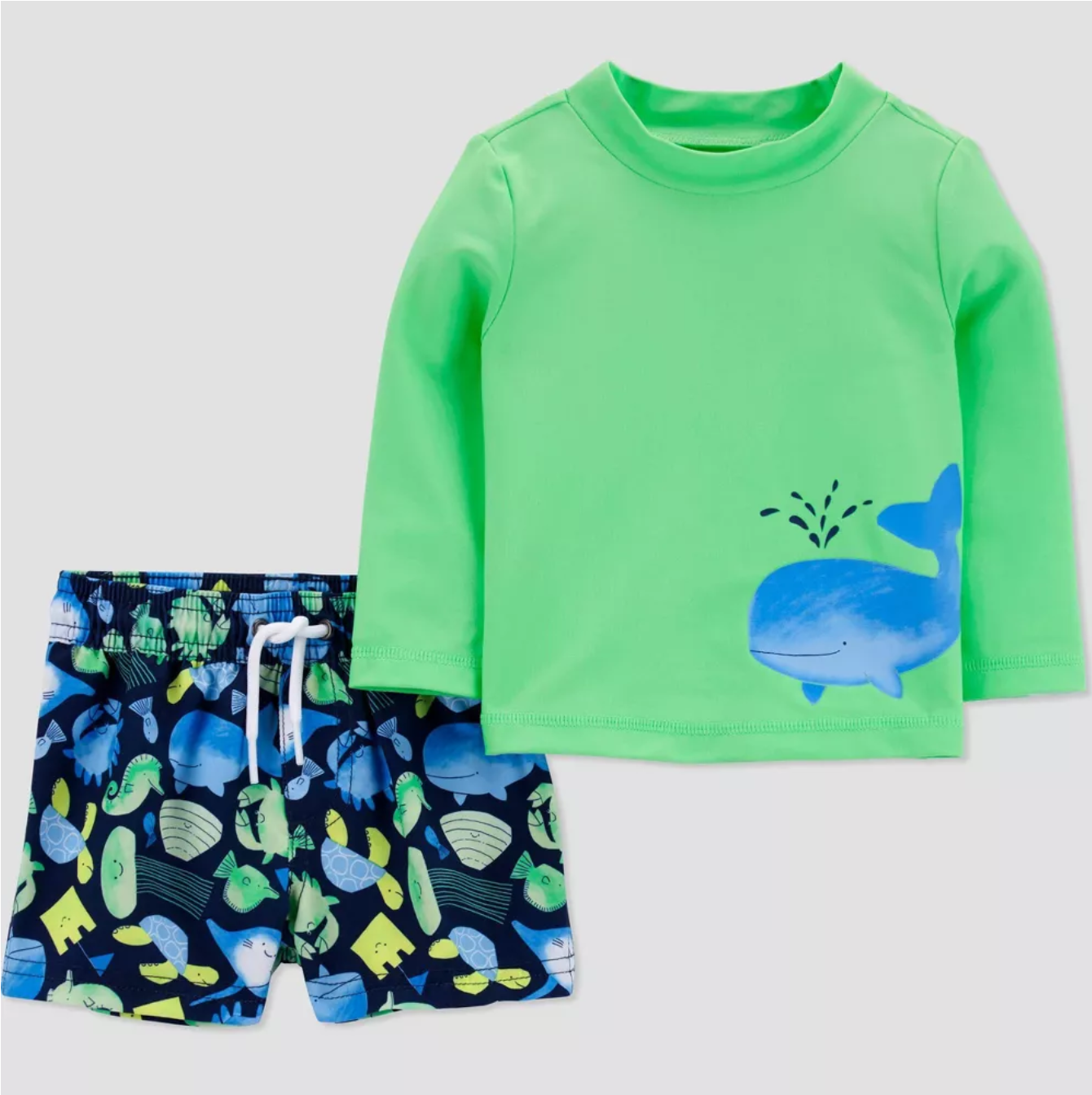 Carter's Just One You® Baby Boys' Long Sleeve Sealife Rash Guard Set - Green Blue