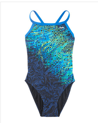 TYR Durafast Elite® Girls' Diamondfit Swimsuit - Chroma- Blu/Grn