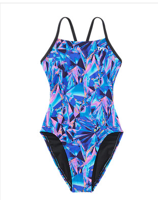 TYR Durafast Elite® Girls Cutoutfit Swimsuit - Crystalized- Blu/Pink