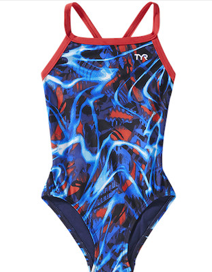 TYR Durafast Lite® Girls Diamondfit Swimsuit - Electro- Blu/Red/Wht