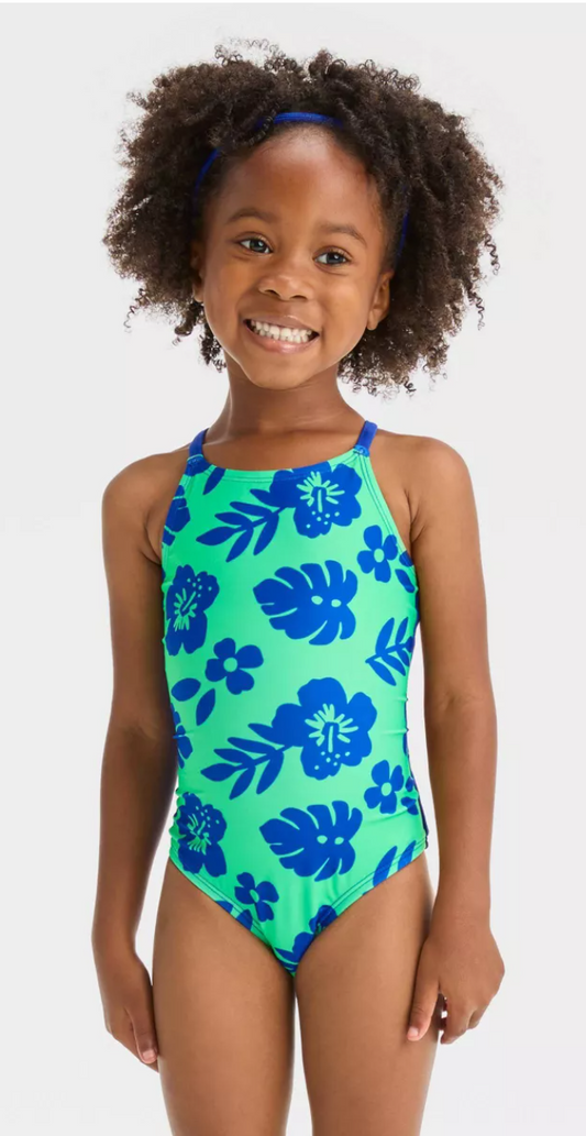 Baby Girls' Hibiscus Floral One Piece Swimsuit - Cat & Jack Green- 2 Colors