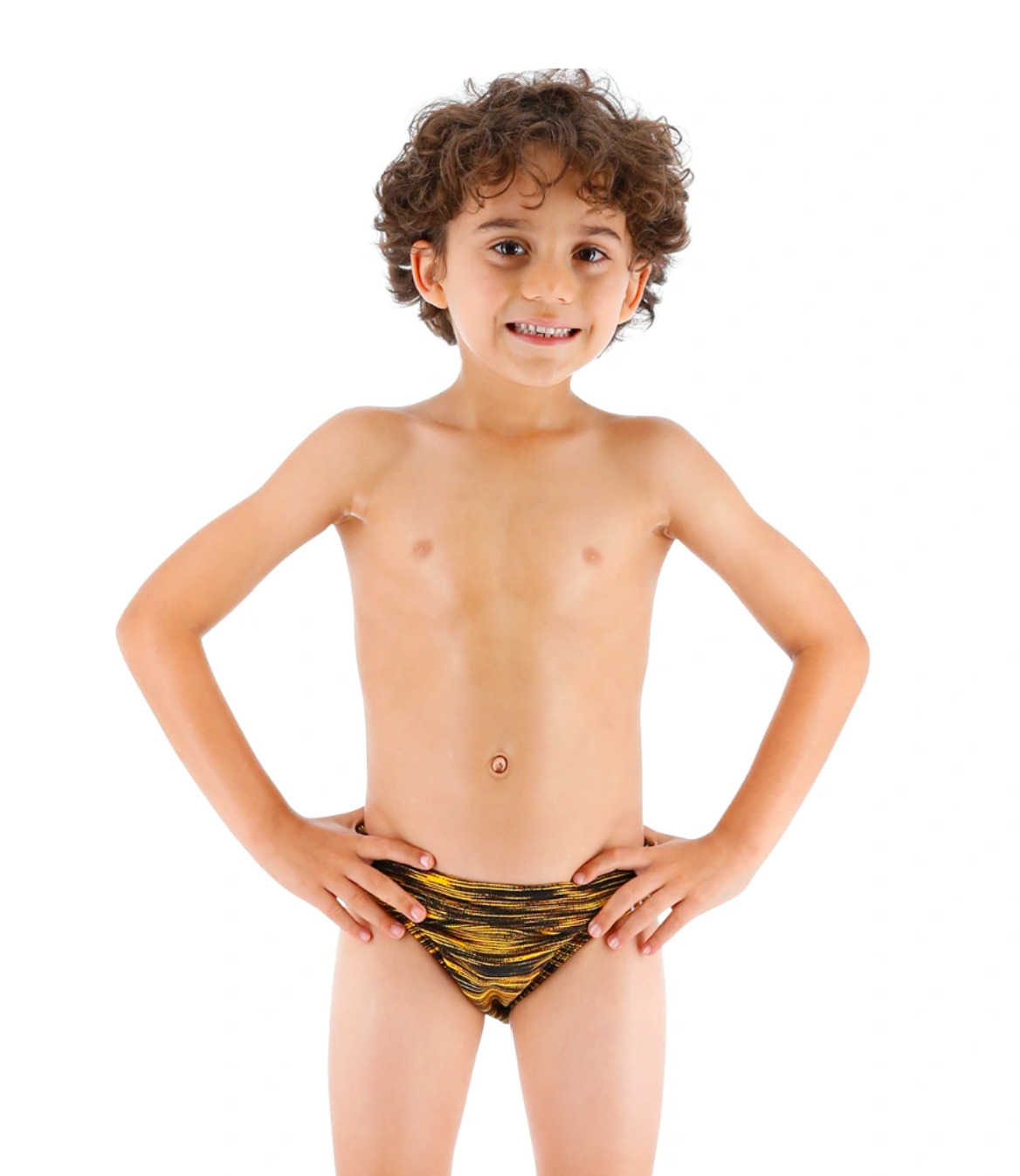 TYR Fizzy Boys' Brief Swimsuit- Blk/Gold