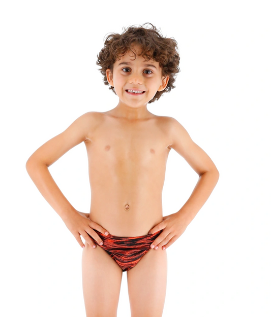 TYR Fizzy Boys' Brief Swimsuit- Blk/Org